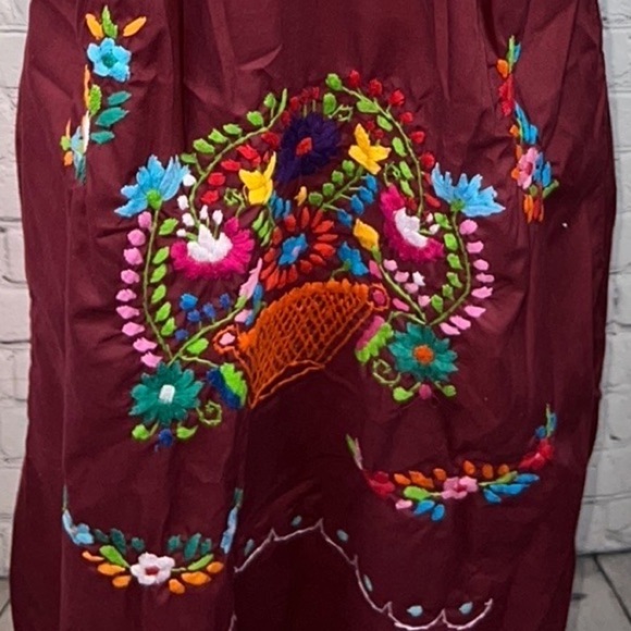 Frida Kahlo Hand-embroidered Dress 100% Cotton, Oaxaca, Size S - Picture 4 of 6